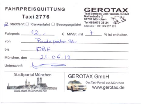 taxi fares in germany.